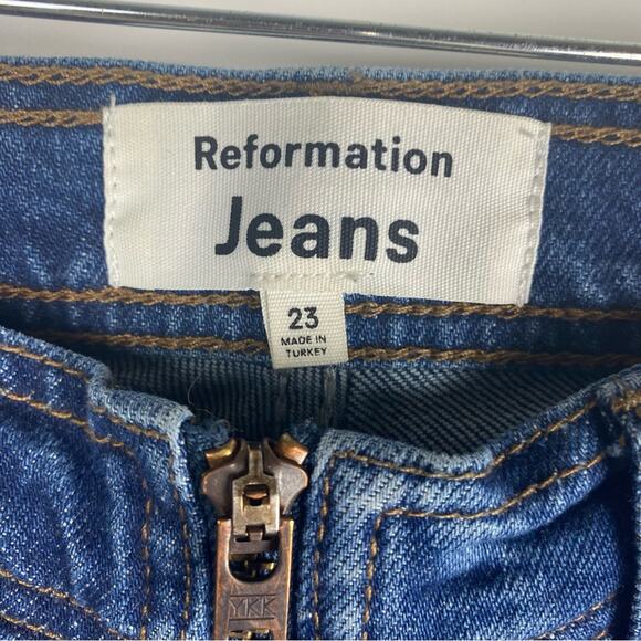 Reformation Julianna Y2K Blue Zip Front Straight Leg Jeans Women’s Size 23 - Picture 6 of 10
